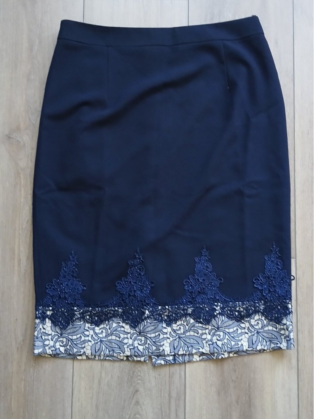 Elegant Navy Blue Lace Skirt Suit Set Size 46 Special Occasion 3-Piece Wedding - Picture 6 of 16